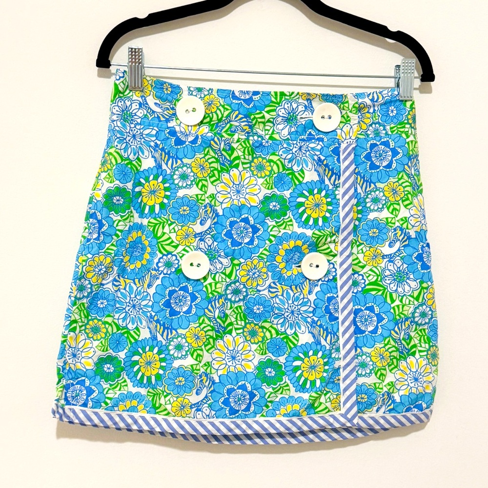 Lily Pulitzer Wrap Mini Skirt Floral Tropical Print Size S